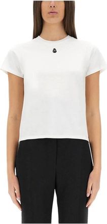 Alexander McQueen Geborduurde Skull T-Shirt - Dames - T-shirts - Wit - M - Katoen - Tops