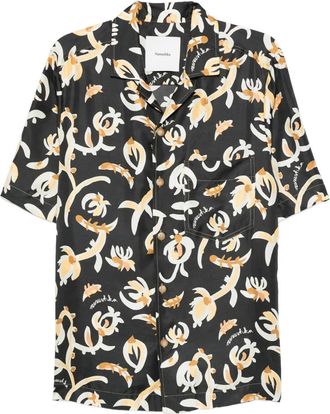 Nanushka Camicia a fiori con maniche corte - Nero