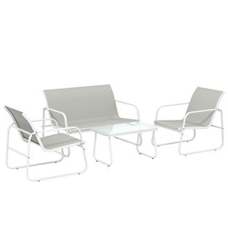 OUTSUNNY Muebles de jard&iacute;n 112x73x74 cm gris claro y blanco