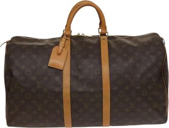 Louis Vuitton Keepall 55 Brown Canvas Travel Bag (Pre-Owned)