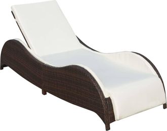 vidaXL Furniture Limited - Tumbona Con Coj&iacute;n De Rat&aacute;n Sint&eacute;tico Marr&oacute;n