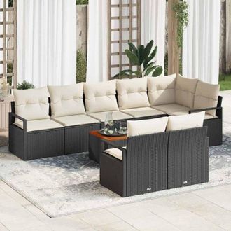 vidaXL Vidaxl - Conjunto De Sof&aacute; De Jard&iacute;n 9 Pcs Negro, Blanco