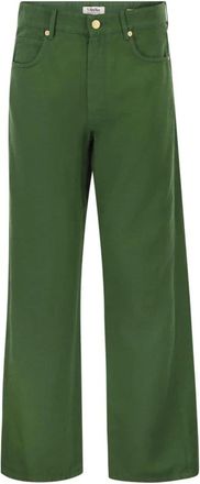 Max Mara Onorata Wijde Broek - Dames - Wijde Broeken - Groen - S - Katoen - Broeken