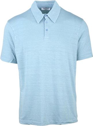 Wool & Co Tops, Heren, Blauw, M, Linnen, Polo Garzata