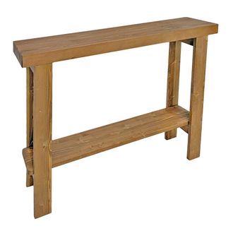 NATYAL Mesa de recibidor de madera maciza con balda en tono roble 90cm