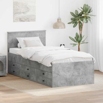 vidaXL Sof&aacute; Cama Con Caj&oacute;n Manual Gris Concreto Y Negro 100 X 200 Cm Vidaxl