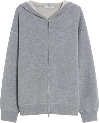 Max Mara Truien & Vesten, Dames, Grijs, S, Wol, Wool and Cashmere Hooded Cardigan