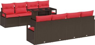 vidaXL Conjunto De Sof&aacute; De Jard&iacute;n 9 Uds. 6-n&uacute;mero De Plazas Vidaxl