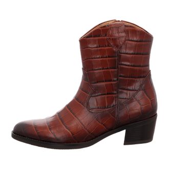 Gabor Womens Leather Ankle Boots In Kroko Cognac