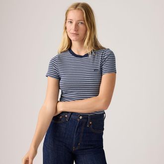 Levi's Essential Housemark Long Sleeve Tee - Womens - XS - Blue