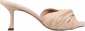 Jimmy Choo London Womens Skye Twist Crocodile Leather Mule In Beige