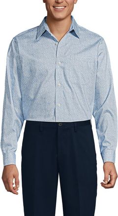Lands End No Iron Supima Cotton Pinpoint Straight Collar Dress Shirt in Oasis Blue/white Ditsy at Nordstrom, Size 17.5 - 34