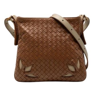 Bottega Veneta Pre-owned Cross Body Bags, female, Brown, Size: ONE SIZE Pre-owned Woven Crossbody Bag