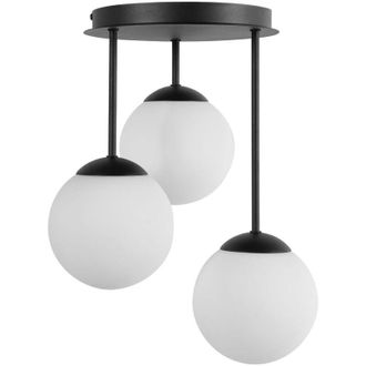Beliani 3 Light Pendant Lamp RIANA Glass Black