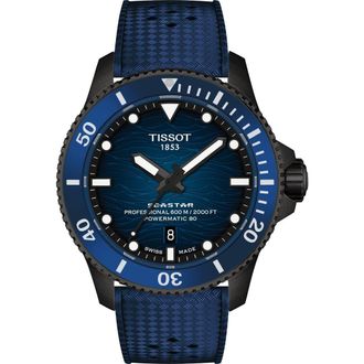 Tissot Seastar 2000 Professional Powermatic 80 Rubber Strap Watch, 46mm in Blue Gradient at Nordstrom