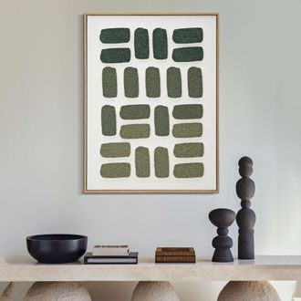 Dmora Cuadro Bamase, Efecto Relieve Y Textura Material, Estructura De Pl&aacute;stico Y Madera, 60x80h Cm Verde