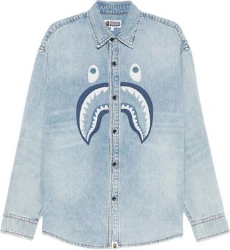 A Bathing Ape Shark Light Denim ls Shirt m