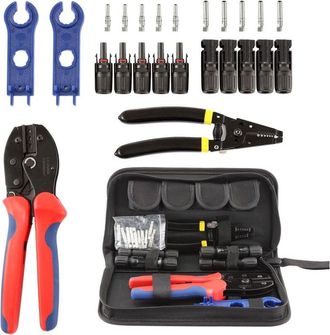 OEM Kit De Herramientas Para Crimpar Conectores De Cables Solares: 1 Crimpadora, 1 Pelacables, 2 Llaves Rectas Y 5 Pares De Conectores Macho/hembra
