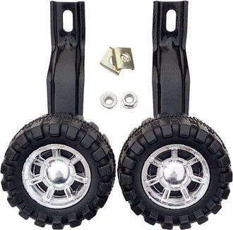 OEM Ruedines De Entrenamiento Para Bicicleta Infantil De 18 Pulgadas - Juego De 2 Con Dise&ntilde;o Todoterreno, Negro/plateado, Con Material De Montaje