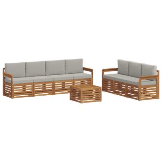 vidaXL Juegos De Sof&aacute;s Con Coj&iacute;n 8 Pcs Gris Natural Y Claro Vidaxl