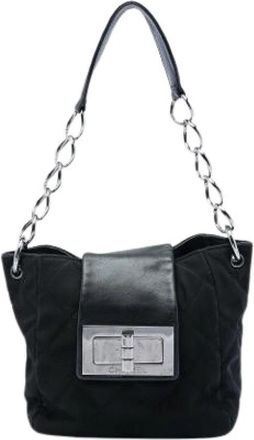 Chanel Pre-owned Quilted Nylon Shoulder Bag - Dames - Vintage Schoudertas - Zwart - ONE Size - Nylon - Vintage