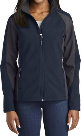 Sport-Tek Colorblock Soft Shell Jacket In Navy/grey