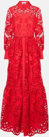 Self Portrait Abito lungo in pizzo di cotone