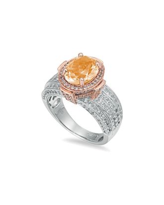Suzy Levian Two-Tone Silver 4.70 Ct. Tw. Citrine & White Topaz Ring