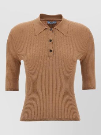 Prada cotton knit polo shirt short sleeves