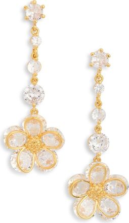 Eye Candy Los Angeles Lara Cubic Zirconia Flower Linear Drop Earrings in Gold at Nordstrom Rack