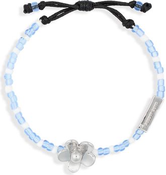 Marc Jacobs Daisy Beaded Slider Bracelet in Silver/blue at Nordstrom, Size X-Small