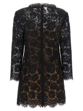 Self Portrait Lace with Jewel Collar Dress - Black