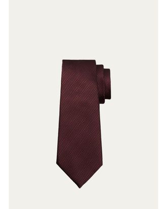 Ermenegildo Zegna Mens Overlapping Jacquard Silk Tie