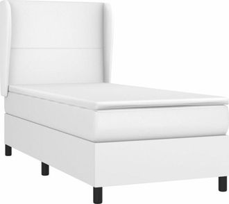 vidaXL Vidaxl - Cama Box Spring Con Colch&oacute;n Cuero Sint&eacute;tico Blanco 90x190 Cm