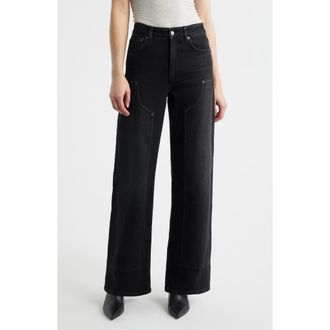 Rails Getty High Waist Crop Wide Leg Utility Jeans in Onyx at Nordstrom Rack, Size 32