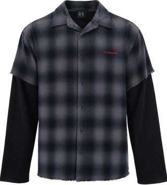 44 Label Group Double Patch Overdye Gray Flannel Shirt