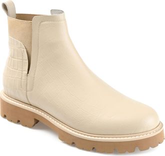 Journee Collection Womens Genuine Leather Bristol Round Toe Block Heel Chelsea Booties