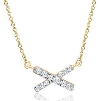 Pompeii3 1/5Ct TW Diamond X Cross Pendant Yellow Gold Womens Necklace 18 Lab Grown