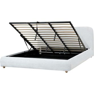 Beliani Cama Con Almacenaje Minimalista Moderno 180 X 200 Cm Tela Gris Claro Blagnac