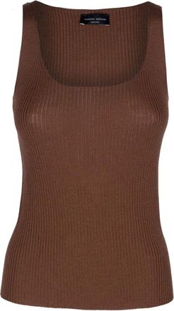 Roberto Collina Dames, Tops, Bruin, Maat: M Wol