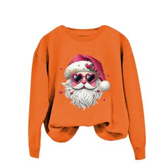 Generic Christmas Deals 2024 Plain Sweatshirts for Women UK clearance Womens Fashionable Round Neck Casual Santa Print Long Sleeve Top Sweatshirt Best Boxing 