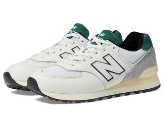 New Balance 574 Mens Men Sneakers, White/Green, 3.5 UK
