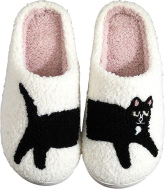 Generic [Warm Upgrade] Womens Warm Slippers Soft and Comfortable Warm Your Feet in Winter Womens Fuzzy House Slippers Leopard (Black, 8)