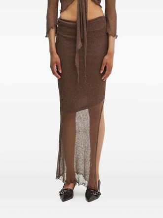Résumé tie-front ruffled cardigan and skirt set - Brown