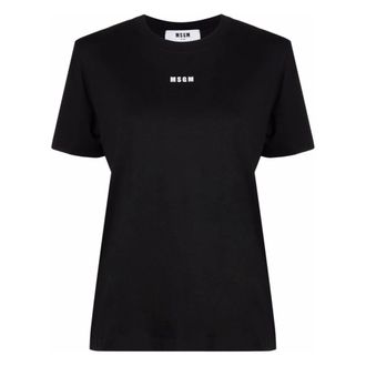 Msgm T-Shirts, female, Black, XL, Casual Cotton T-Shirt