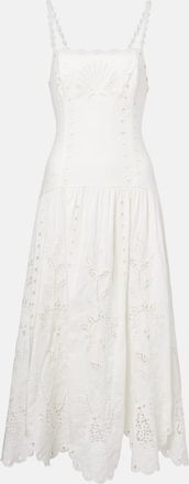 Farm Rio Abito midi in misto lino sangallo