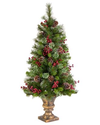 National Tree Company 4Ft Iced Berry Pine Entrance Tree In Dark Bronze Urn