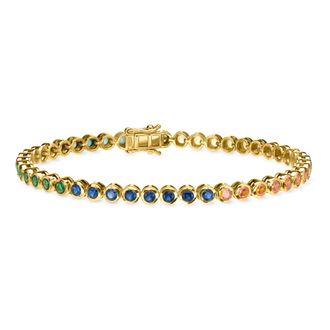 Ross-Simons 14kt Yellow Gold-Plated Bracelet With Bezel-Set Simulated Multicolored Gemstones