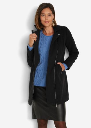 Bonprix Wintermantel BONPRIX, Damen, Gr. 40, schwarz, Obermaterial: 88% Polyester, 10% Viskose, 2% Elasthan. Futter: 100% Polyester, bequem, M&auml;ntel Wintermant