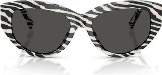 Dolce & Gabbana 55mm Cat Eye Sunglasses in Zebra /Dark Grey at Nordstrom